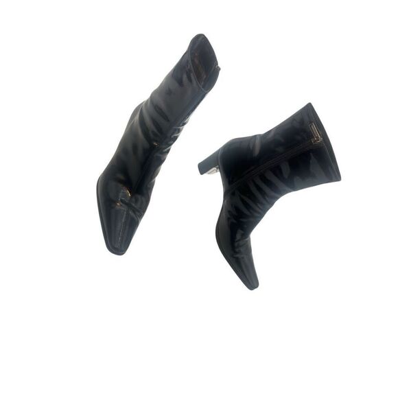 Black Patent Leather Mid-Calf Boots – Size 9 – Made in Italy, Re-Soled, 3.5” Hee - Picture 15 of 16